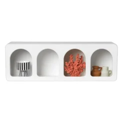 Xenos Vakkenkasten|Wandkasten-4 vakkenkast Zaha organic - MDF - wit - 20x60x15 cm