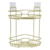Xenos Badkamer Accessoires|Doucherekjes-Badkamerrek hoek dubbel - goudkleurig - 21.5x21.5x34 cm