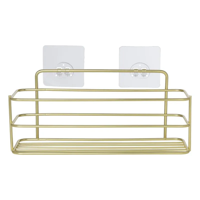 Xenos Badkamer Accessoires|Doucherekjes-Badkamerrek rechthoekig - goudkleurig - 28x10x12 cm