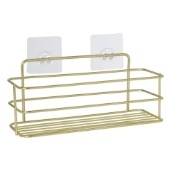 Xenos Badkamer Accessoires|Doucherekjes-Badkamerrek rechthoekig - goudkleurig - 28x10x12 cm