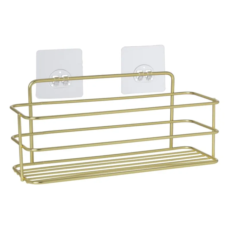 Xenos Badkamer Accessoires|Doucherekjes-Badkamerrek rechthoekig - goudkleurig - 28x10x12 cm