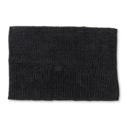 Xenos Badmatten-Badmat chenille - zwart - 40x60 cm