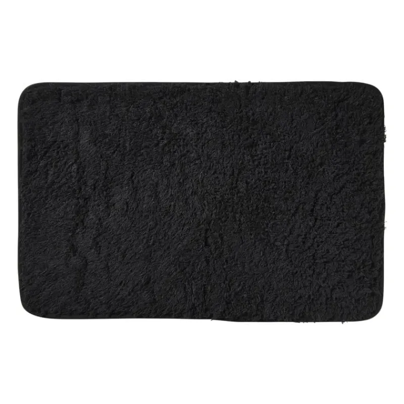 Xenos Badmatten-Badmat fluffy - zwart - 45x70 cm