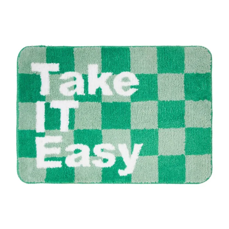 Xenos Badmatten-Badmat Take it Easy - groen/wit - 50x70 cm