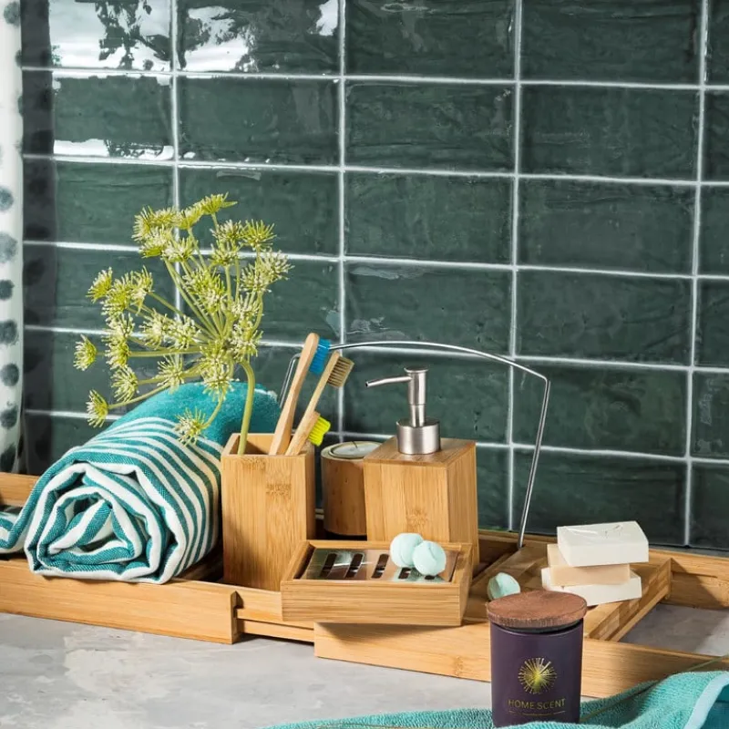 Xenos Doucherekjes|Badkamer Accessoires-Badrek bamboe - 70x23 cm