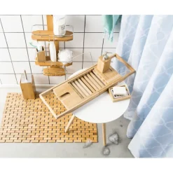 Xenos Doucherekjes|Badkamer Accessoires-Badrek bamboe - 70x23 cm