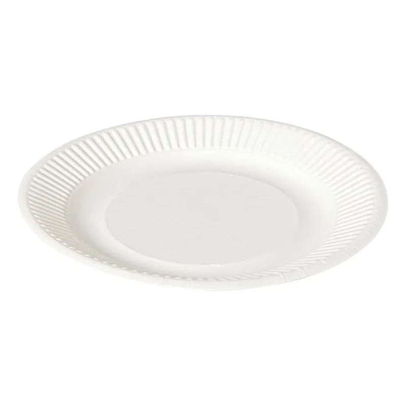Xenos Wegwerpservies-Bagasse bord - wit - ø18.5x2 cm