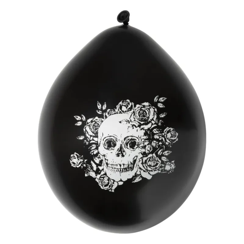 Xenos Ballonnen-Ballonnen Day of the Dead - zwart/wit - set van 6