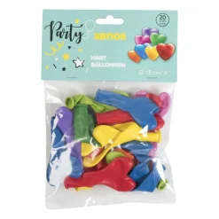 Xenos Ballonnen|Kinderfeestjes-Ballonnen hart - multikleur - set van 20