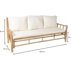 Xenos Bankjes-Bamboe bank Padang - 3-zits - 80x180x70 cm