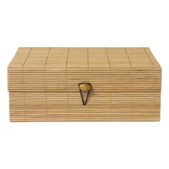 Xenos Manden|Manden-Bamboe kistje met deksel Moos - 8x21x16 cm - naturel