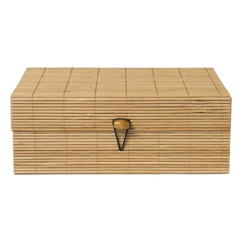 Xenos Manden|Manden-Bamboe kistje met deksel Moos - 8x21x16 cm - naturel