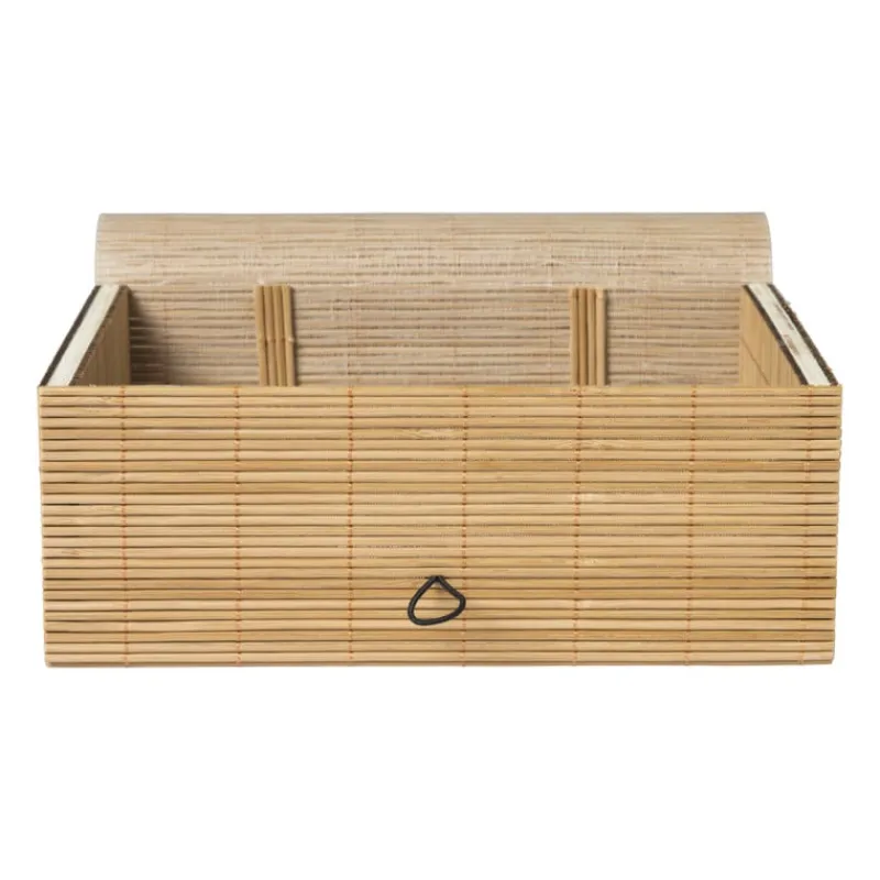 Xenos Manden|Manden-Bamboe kistje met deksel Moos - 8x21x16 cm - naturel