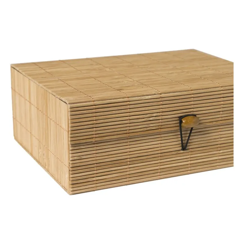 Xenos Manden|Manden-Bamboe kistje met deksel Moos - 8x21x16 cm - naturel