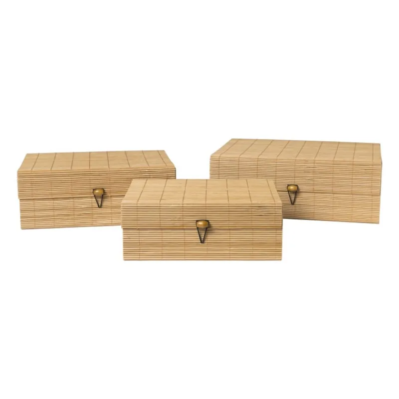 Xenos Manden|Manden-Bamboe kistje met deksel Moos - 8x21x16 cm - naturel
