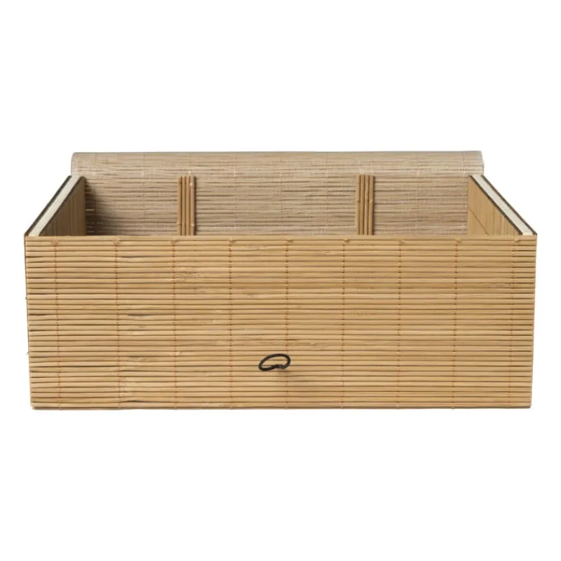 Xenos Manden|Manden-Bamboe kistje met deksel Moos - 10x27x20 cm - naturel
