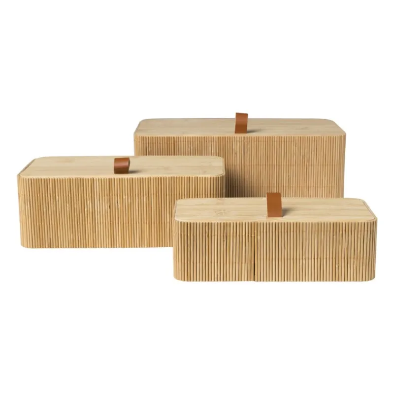 Xenos Manden|Manden-Bamboe kistje met deksel Jesse - 10x27x15.5 cm - naturel
