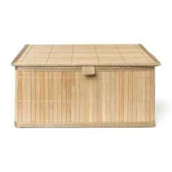 Xenos Manden|Manden-Bamboe mand met deksel - 11x24x18 cm