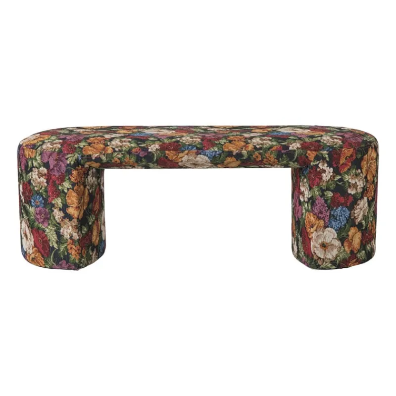 Xenos Bankjes-Bankje bouquet - rood/paars/zwart - 44x120x45 cm