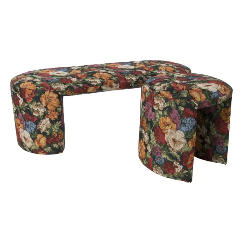 Xenos Bankjes-Bankje bouquet - rood/paars/zwart - 44x120x45 cm