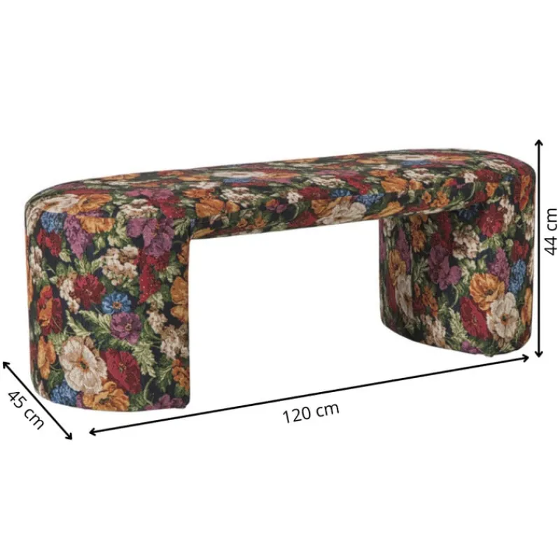 Xenos Bankjes-Bankje bouquet - rood/paars/zwart - 44x120x45 cm