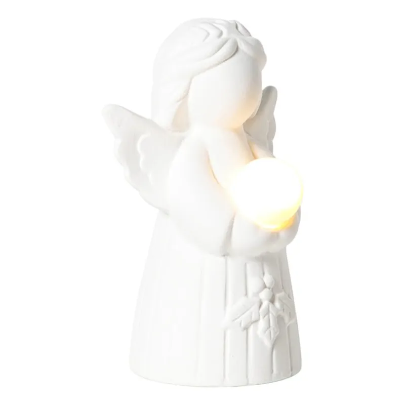 Xenos Kerstfiguren-Beeldje kerstengel - wit - 10.5x6.7x5.8 cm