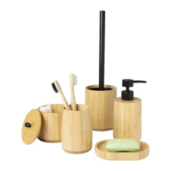 Xenos Badkamer Accessoires-Beker bamboe - naturel - ø8x11 cm
