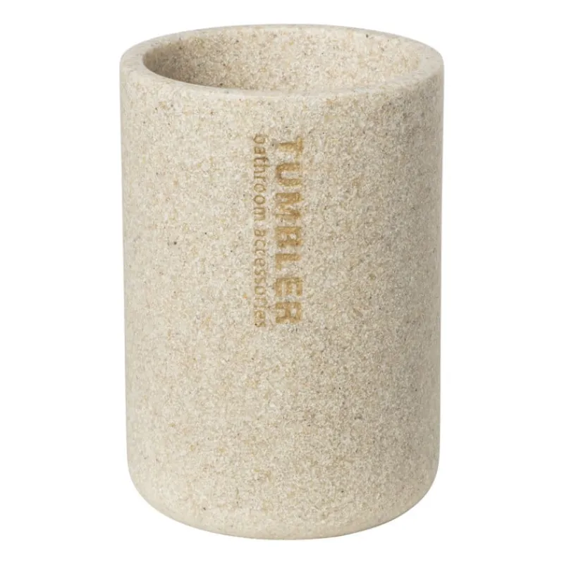 Xenos Tandenborstelbekers|Badkamer Accessoires-Beker sand - beige - ø8x11.5 cm