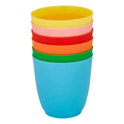 Xenos Buitenservies|Kinderservies-Bekers - multikleur - kunststof - ø8 cm - set van 6