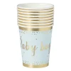 Xenos Wegwerpservies|Babyshower-Bekers baby boy - papier - blauw/goud - set van 8