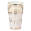 Xenos Wegwerpservies|Babyshower-Bekers baby girl - papier - roze/goud - set van 8