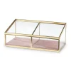 Xenos Sieraden Opbergen|Kerstcadeaus-Bijouxdoos - 2- vaks - goud/roze - 18x9,5x7 cm