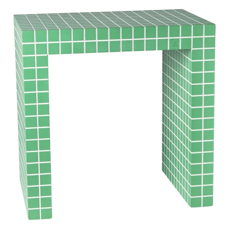 Xenos Bijzettafels-Bijzettafel checks - groen - 48x48x32 cm