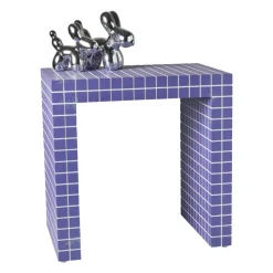Xenos Bijzettafels-Bijzettafel checks - paars - 48x48x32 cm