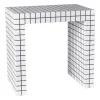 Xenos Bijzettafels-Bijzettafel checks - wit - 48x48x32 cm