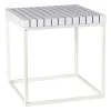 Xenos Bijzettafels-Bijzettafel checks met metalen frame - wit - 36x36x36 cm