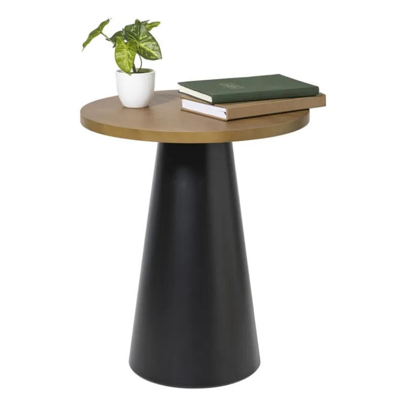 Xenos Bijzettafels-Bijzettafel Chico - bruin/zwart - ø39.5x48.5 cm