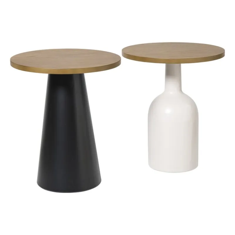 Xenos Bijzettafels-Bijzettafel Chico - bruin/zwart - ø39.5x48.5 cm