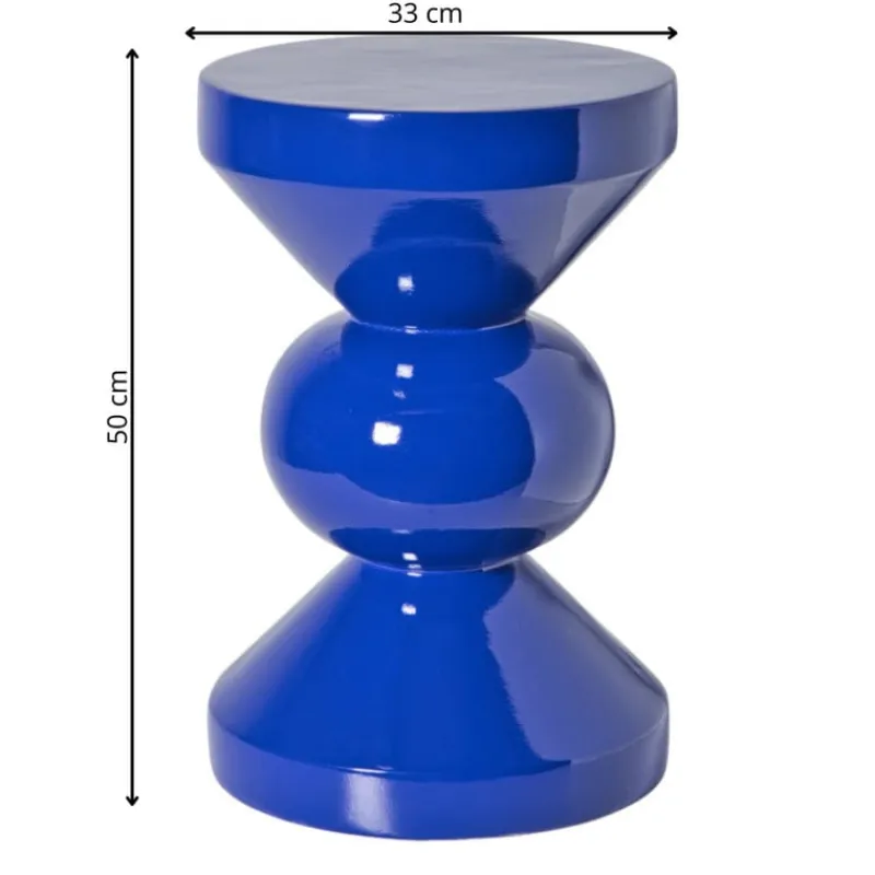 Xenos Bijzettafels-Bijzettafel diabolo - blauw - ø33x50 cm