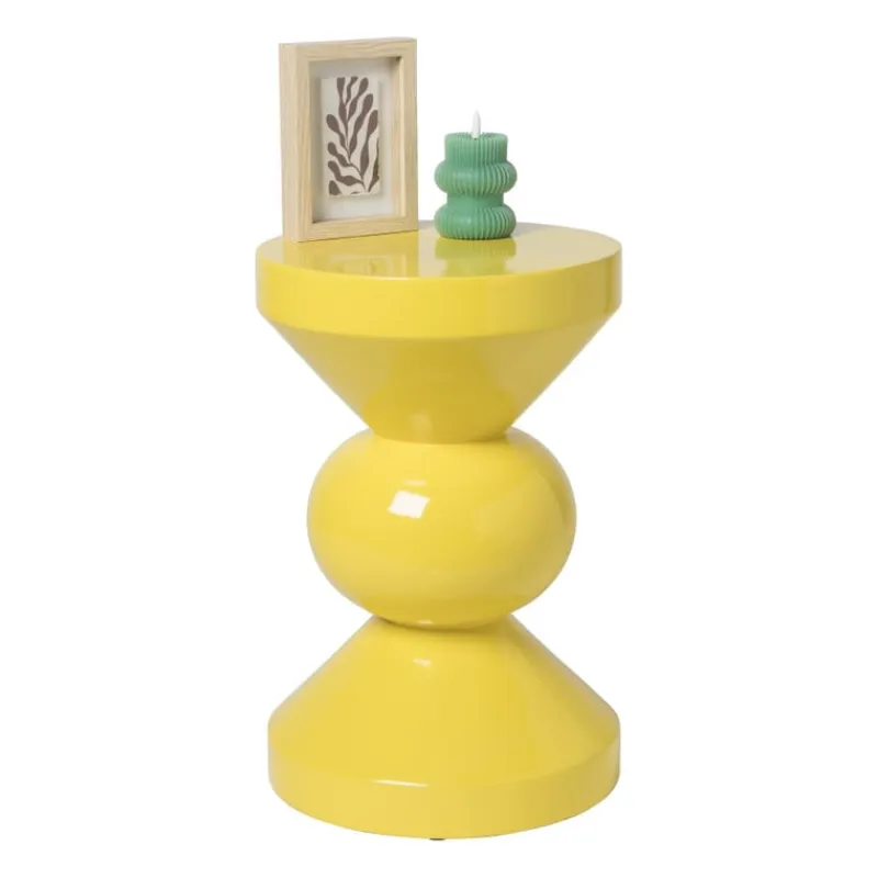 Xenos Bijzettafels-Bijzettafel diabolo - geel - ø33x50 cm