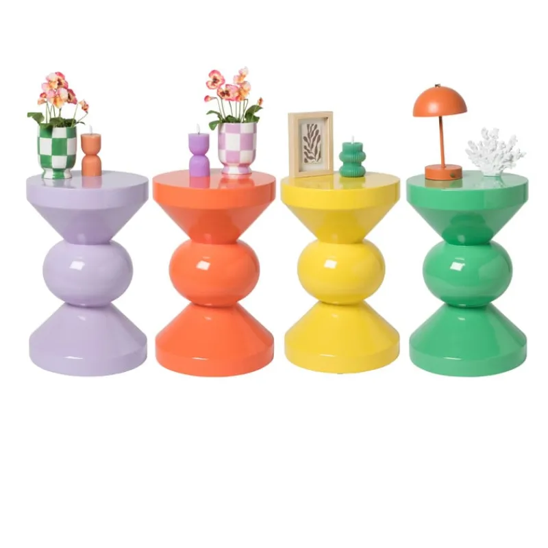Xenos Bijzettafels-Bijzettafel diabolo - geel - ø33x50 cm