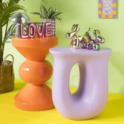 Xenos Bijzettafels-Bijzettafel diabolo - peach - ø33x50 cm