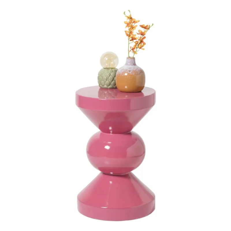Xenos Bijzettafels-Bijzettafel diabolo - roze - ø33x50 cm