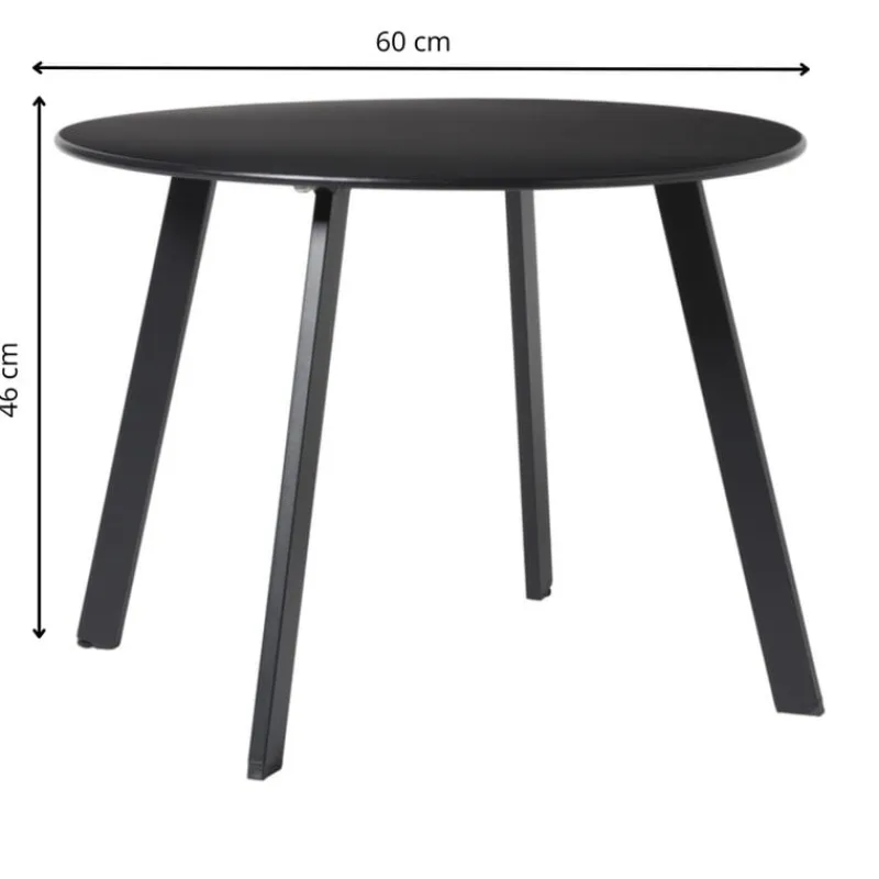 Xenos Bijzettafels-Bijzettafel Diego klein - zwart - ø60x46 cm
