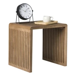 Xenos Bijzettafels-Bijzettafel Japandi groot - bruin - 40x42x35 cm