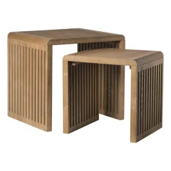 Xenos Bijzettafels-Bijzettafel Japandi groot - bruin - 40x42x35 cm