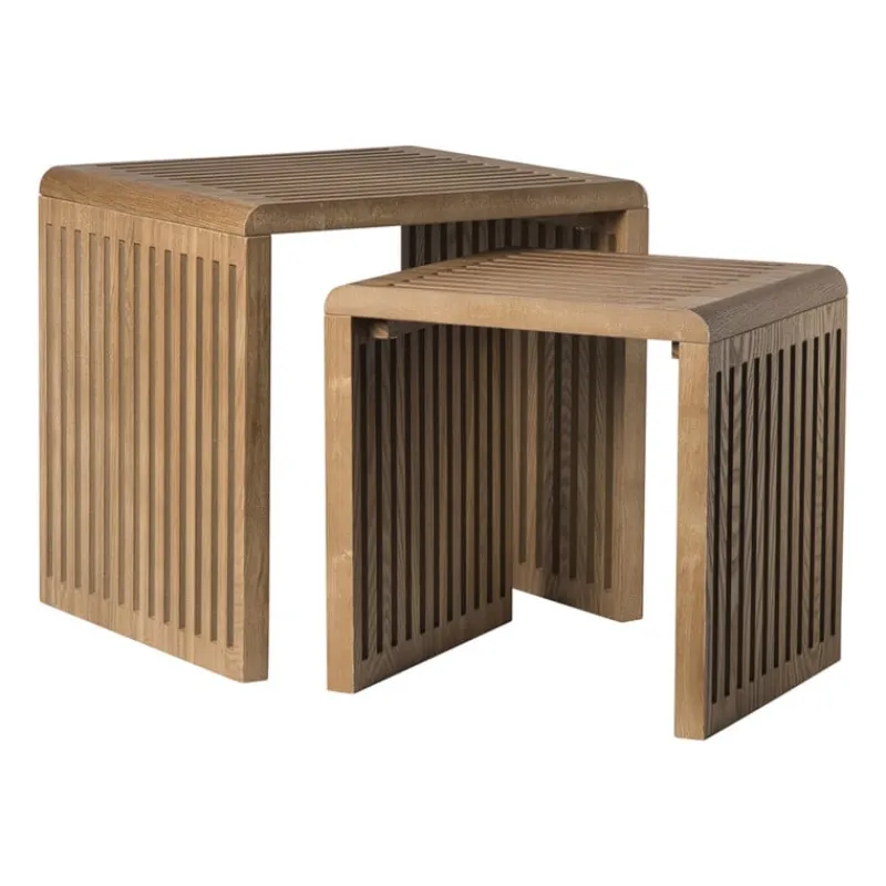 Xenos Bijzettafels-Bijzettafel Japandi klein - bruin - 34x34x29 cm