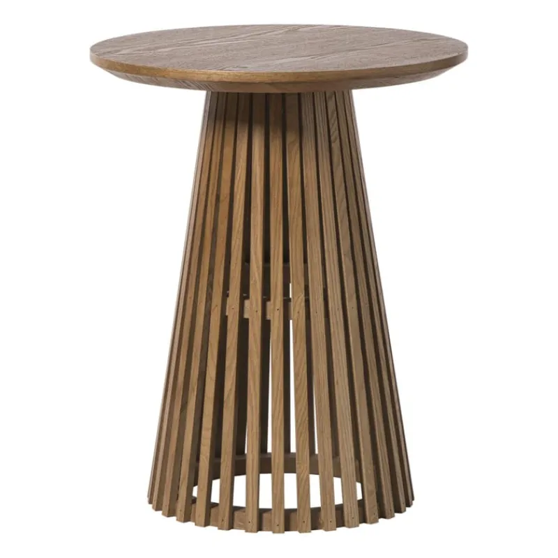 Xenos Bijzettafels-Bijzettafel Japandi rond - bruin - ø40x50 cm