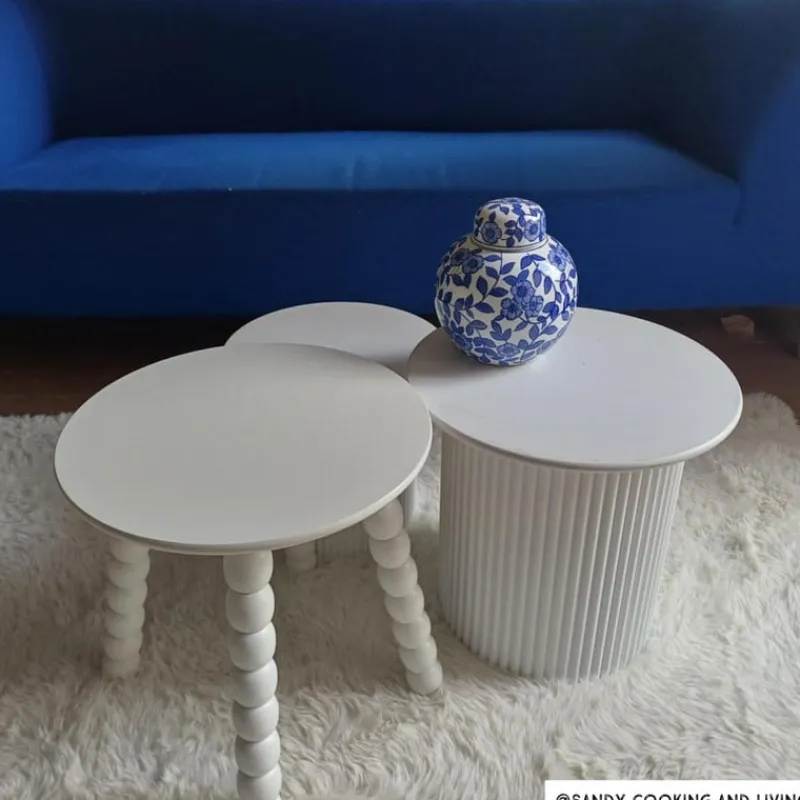 Xenos Bijzettafels-Bijzettafel Julia - wit - ø40x40 cm
