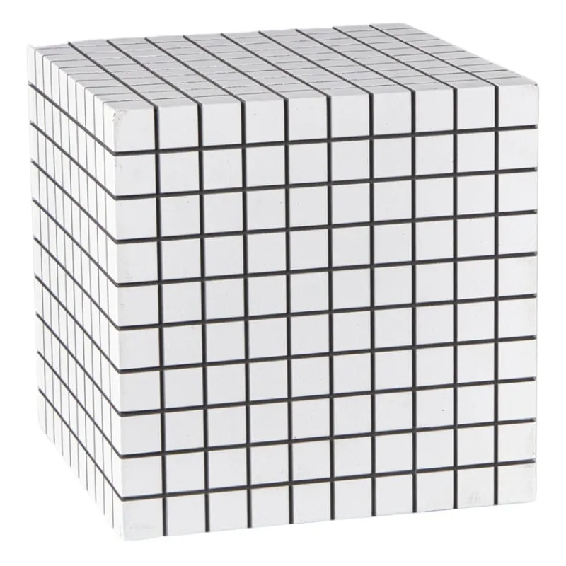 Xenos Bijzettafels-Bijzettafel kubus checks - wit - 30x30x30 cm
